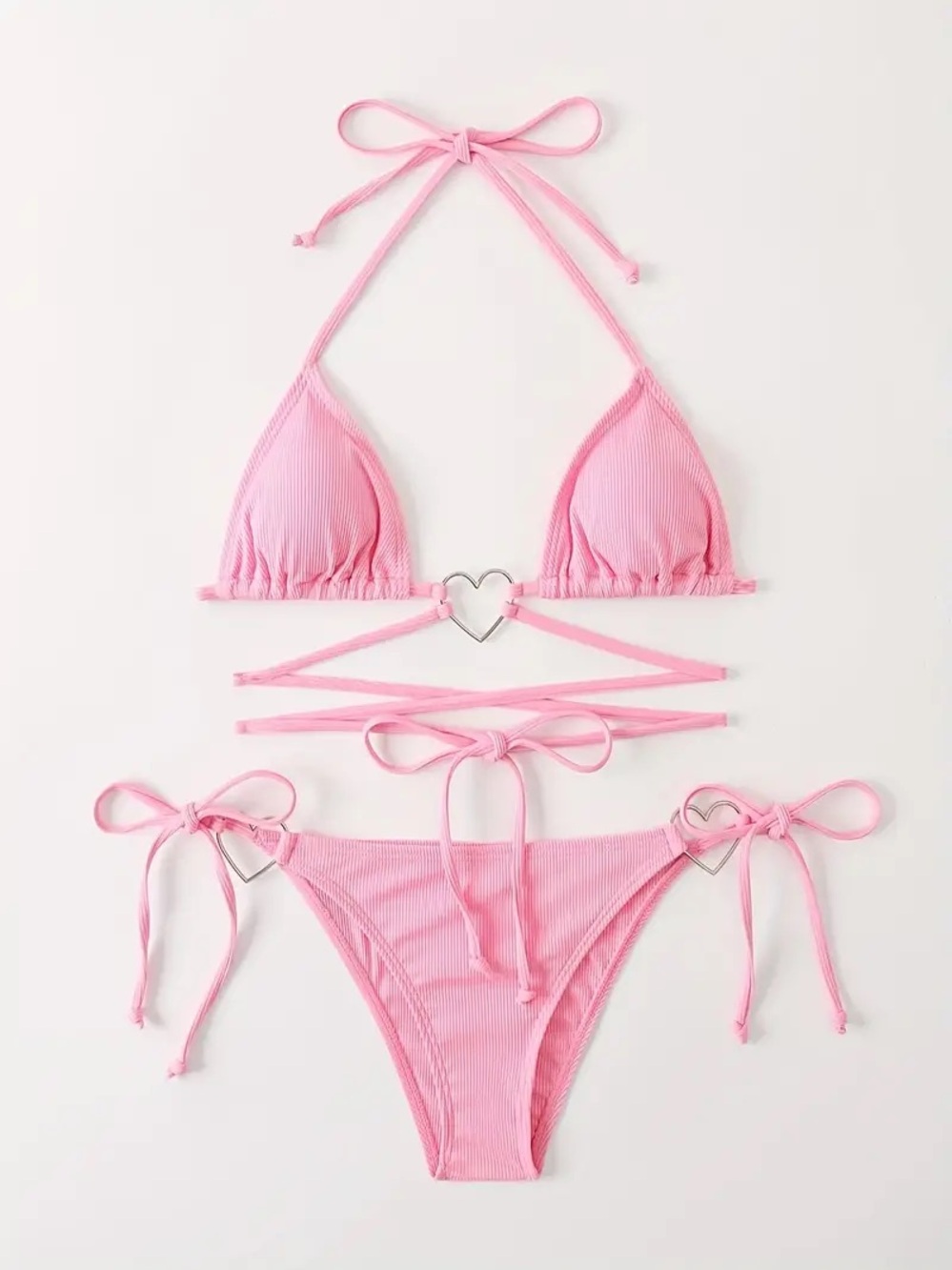 Romwe Gemini Heart Ring Linked Triangle Bikini